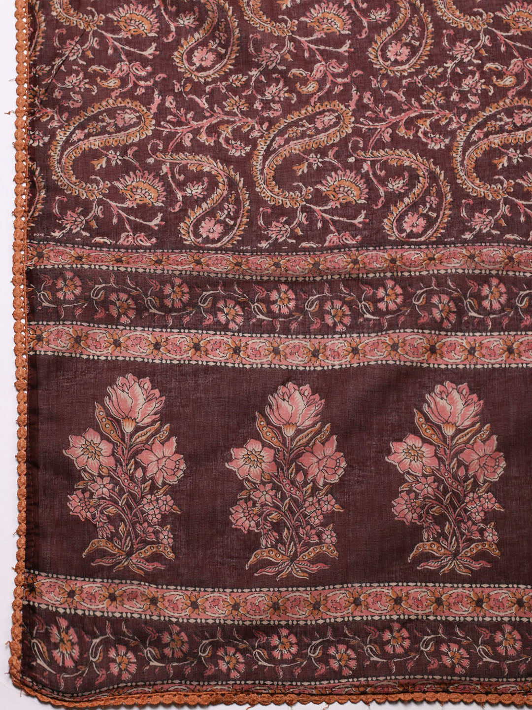 Embroidered Cotton Blend Unstitched Suit With Pant &amp; Dupatta