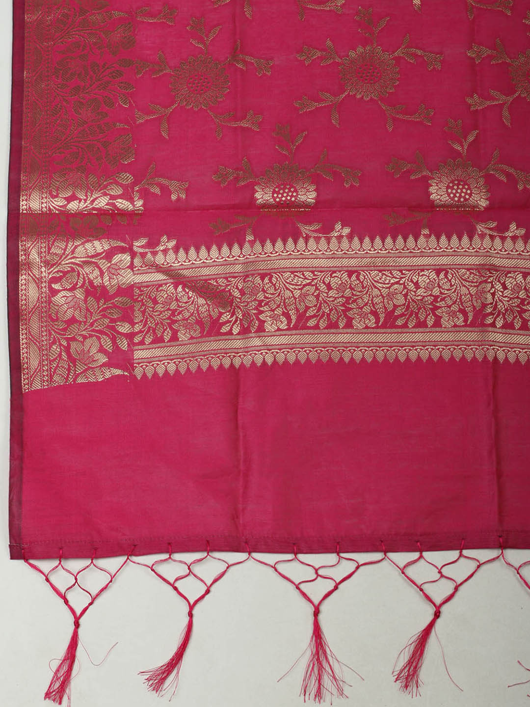 Woven Design Chanderi Unstitched Suit With Pant &amp; Dupatta