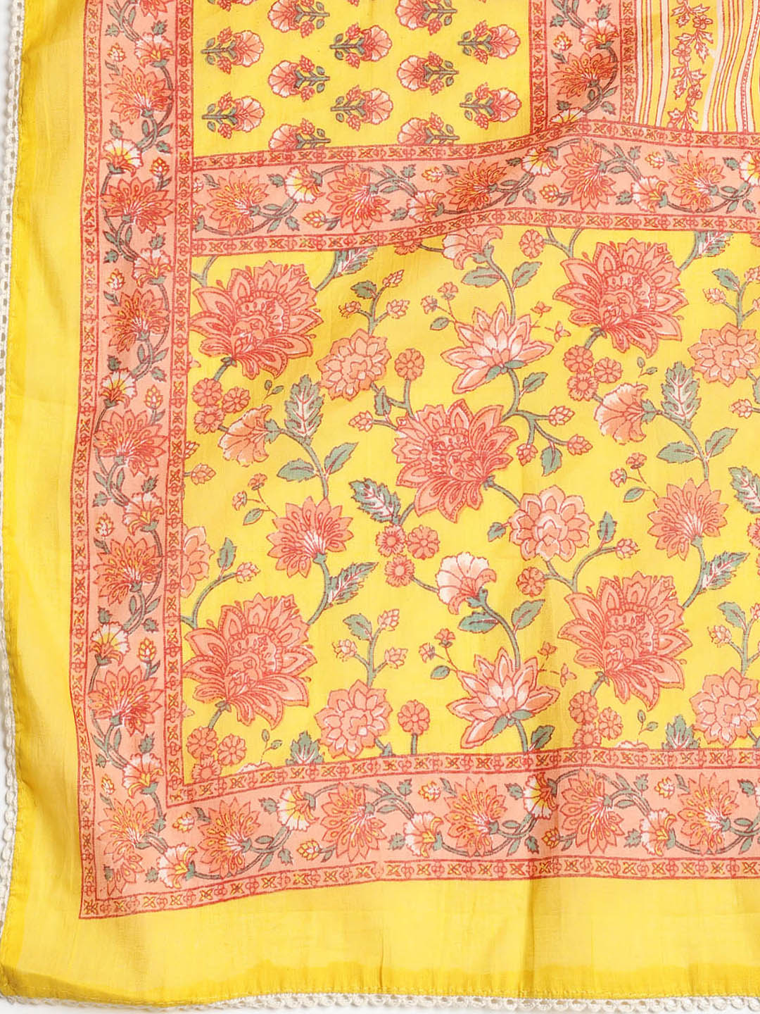 Printed Cotton Blend Unstitched Suit With Dupatta