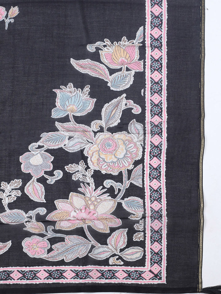 Embroidered Muslin Unstitched Suit With Pant &amp; Dupatta