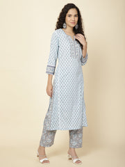 Tropical Printed Cotton Kurta With Pants