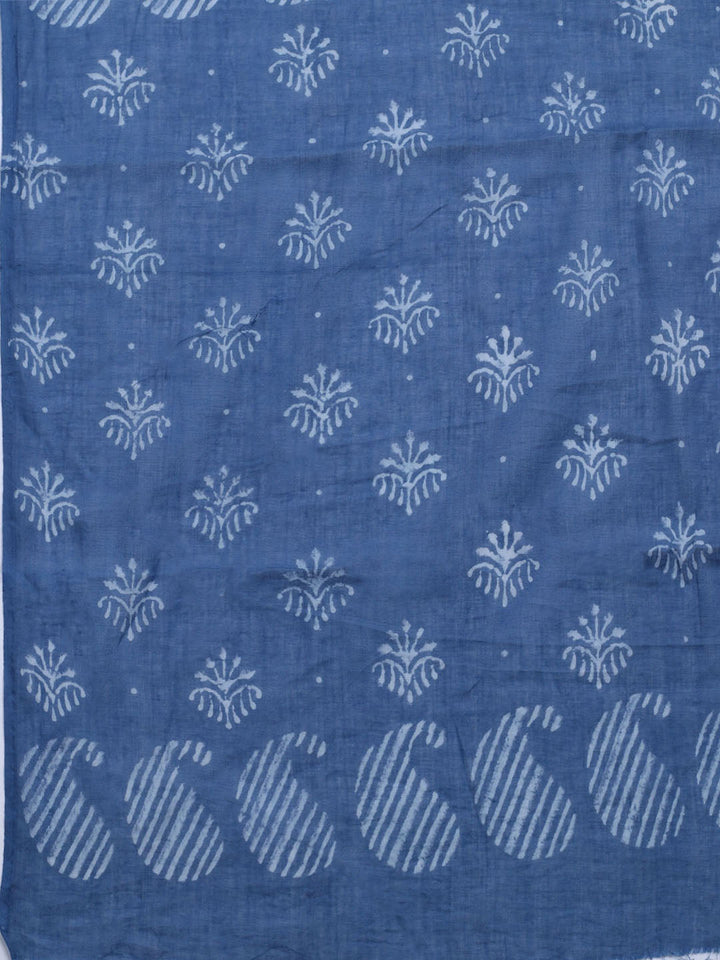 Printed Cotton Blend Unstitched Kurta With Pant &amp; Dupatta
