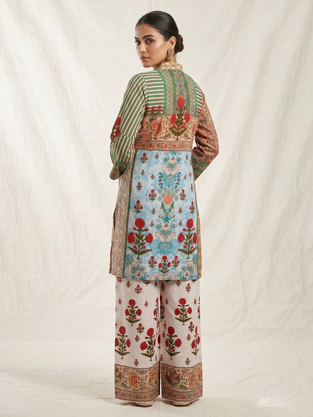 Sea Green Printed Muslin Collar Neck Kurta Set