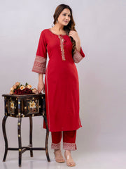 Neck Patti Cotton Kurta With Pants