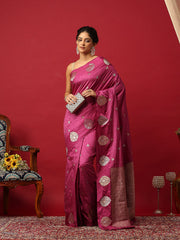 Woven Design Art Silk Magenta Saree