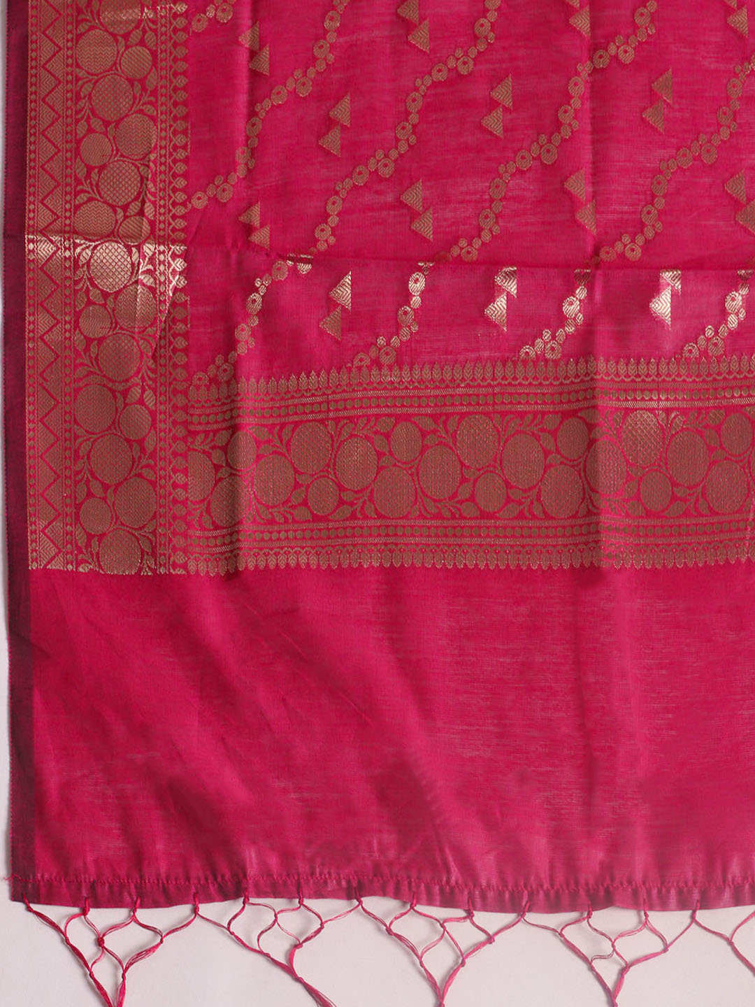 Woven Design Chanderi Unstitched Suit With Pant &amp; Dupatta