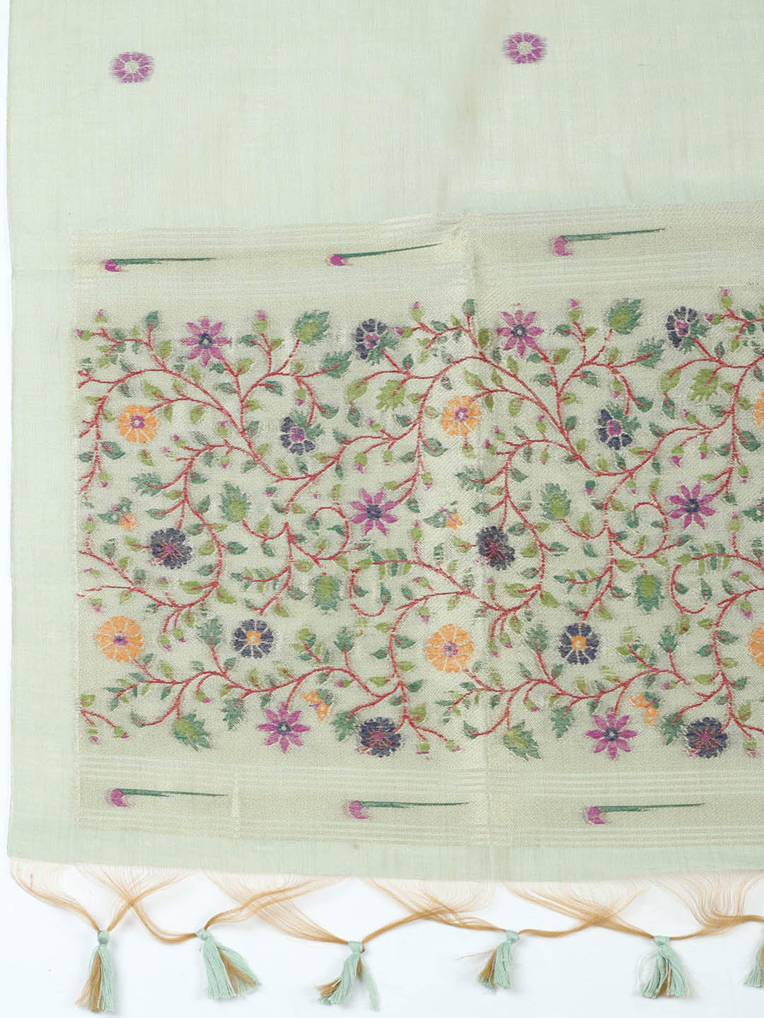 Embroidered Chanderi Unstitched Suit With Pant &amp; Dupatta