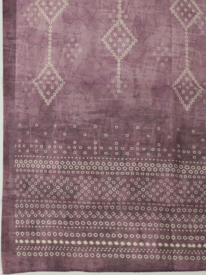 Printed Chanderi Unstitched Suit With Pant &amp; Dupatta