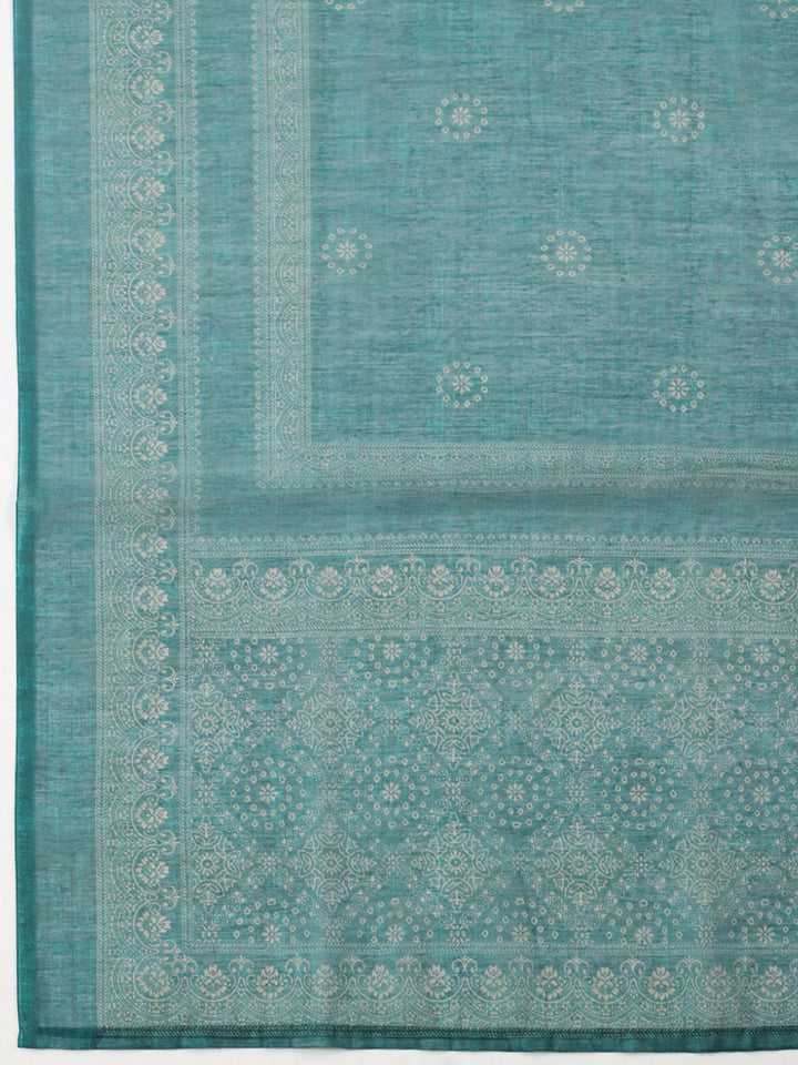 Embroidered Linen Blend Unstitched Suit With Pant &amp; Dupatta