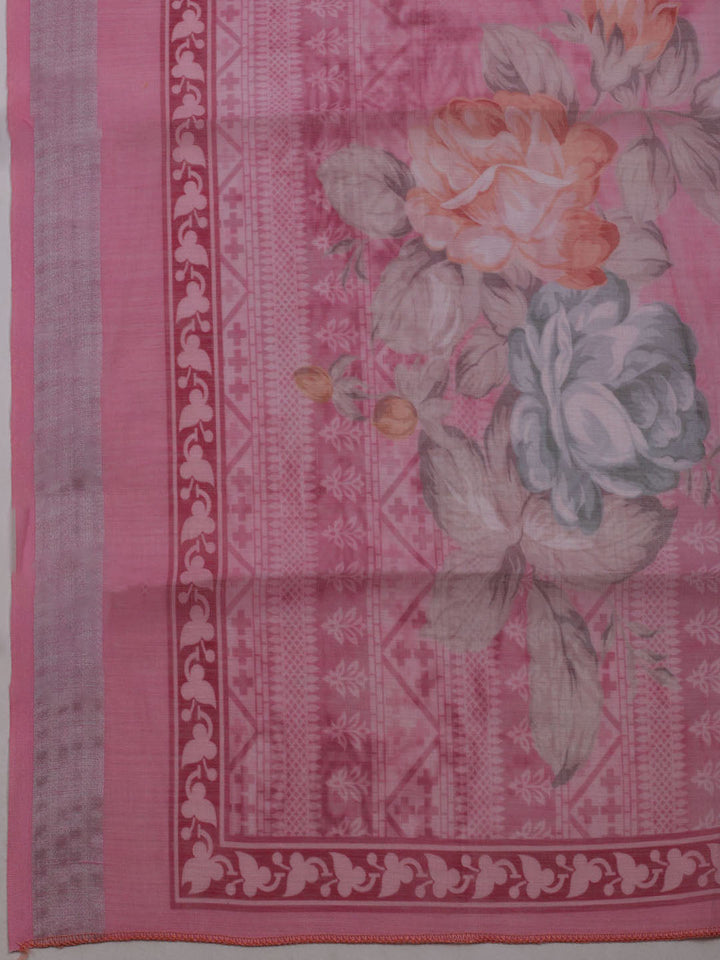 Neck Embroidered Cotton Blend Unstitched Suit With Dupatta