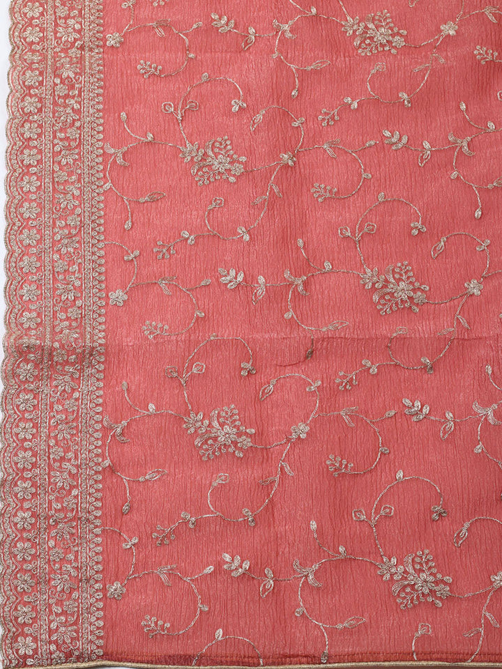 Woven Design Chanderi Unstitched Suit With Pant &amp; Dupatta