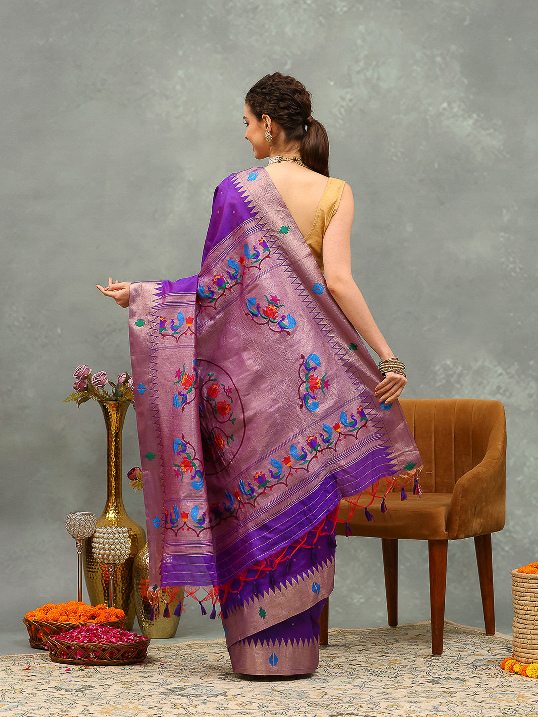 Embroidered Tussar Saree