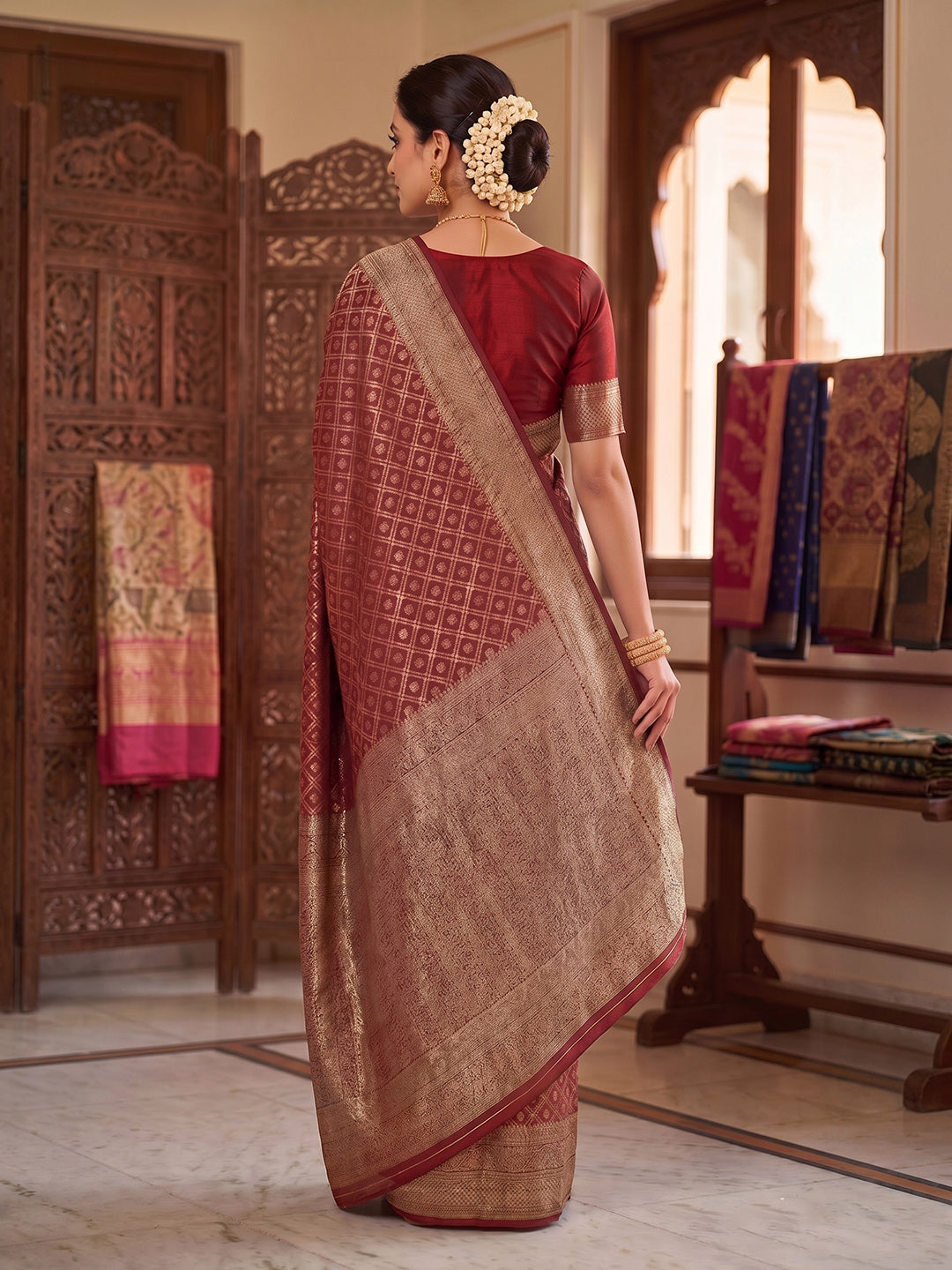 Red Woven Design Art Silk Kanjivaram Saree
