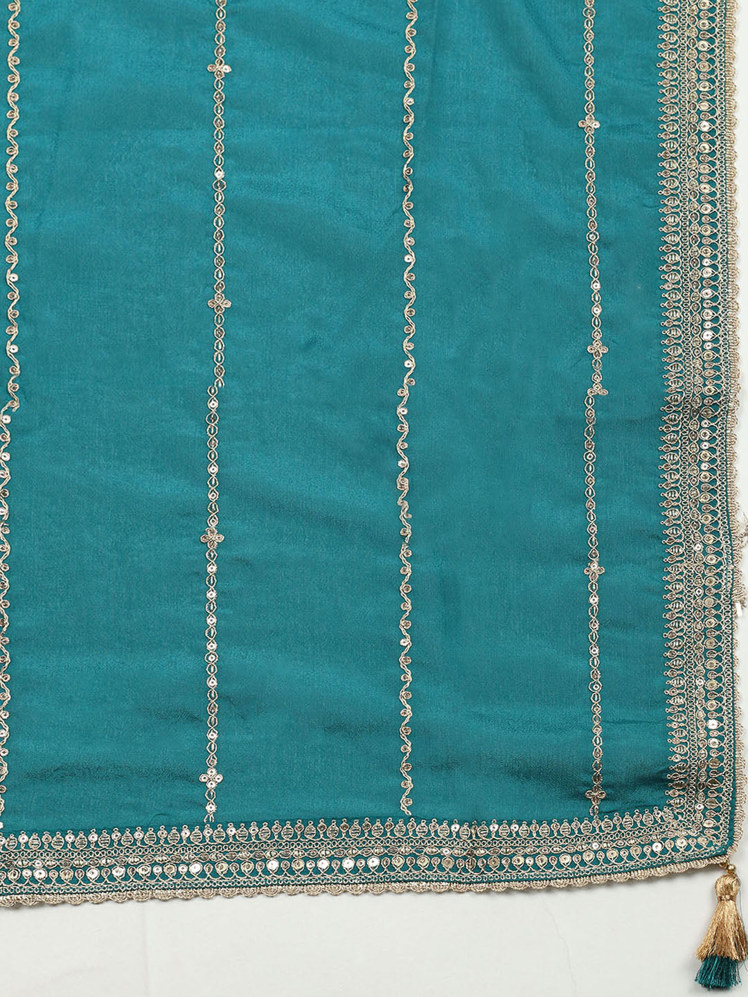 Embroidered Chinon Unstitched Suit With Pant &amp; Dupatta