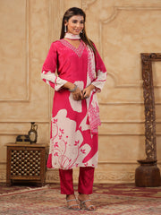 Printed Muslin Kurta With Pants & Dupatta