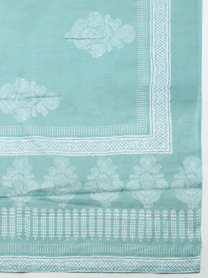 Printed Cotton Blend Unstitched Suit With Pant &amp; Dupatta