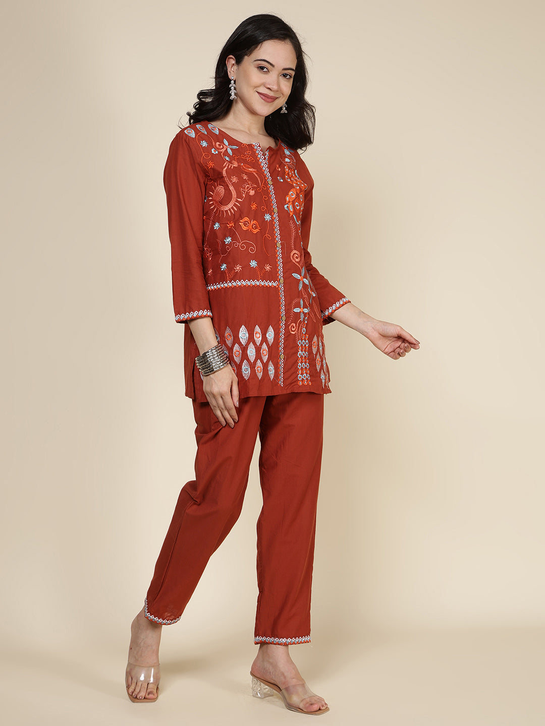 Printed Cotton Blend Kurta With Pants