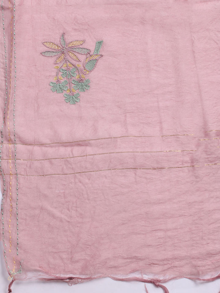 Embroidered Cotton Unstitched Suit With Dupatta
