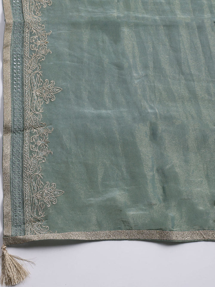 Embroidered Tissue Unstitched Suit With Dupatta