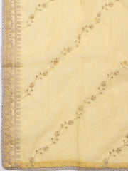 Neck Embroidered Chanderi Unstitched Suit With Dupatta