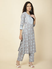 Tropical Printed Cotton Kurta With Pants