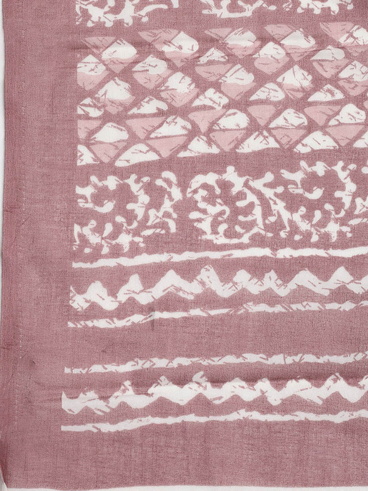 Printed Cotton Blend Unstitched Suit With Dupatta
