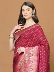 Zari Border Booti Art Silk Woven Saree