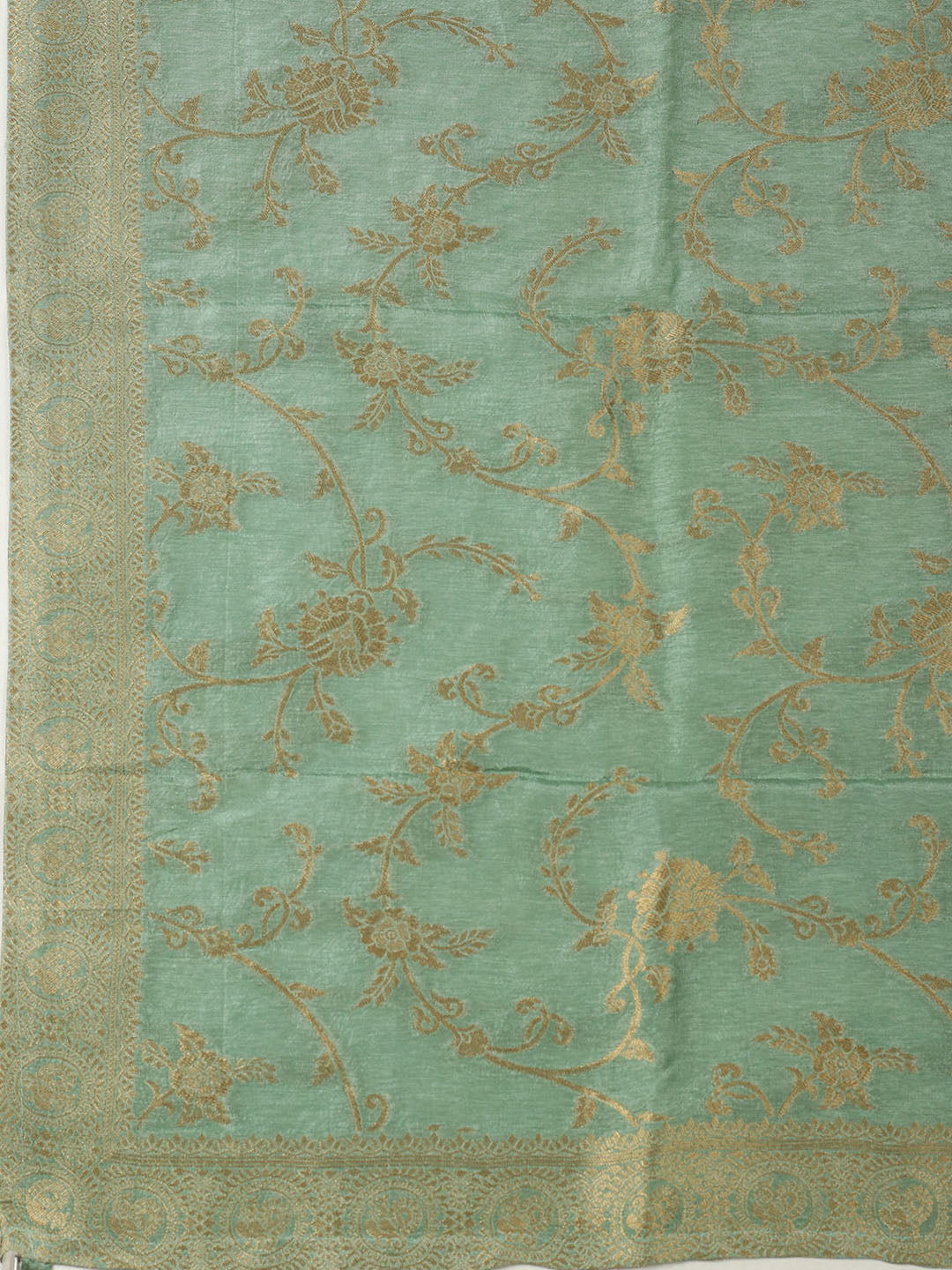Embroidered Chanderi Unstitched Suit With Pant &amp; Dupatta