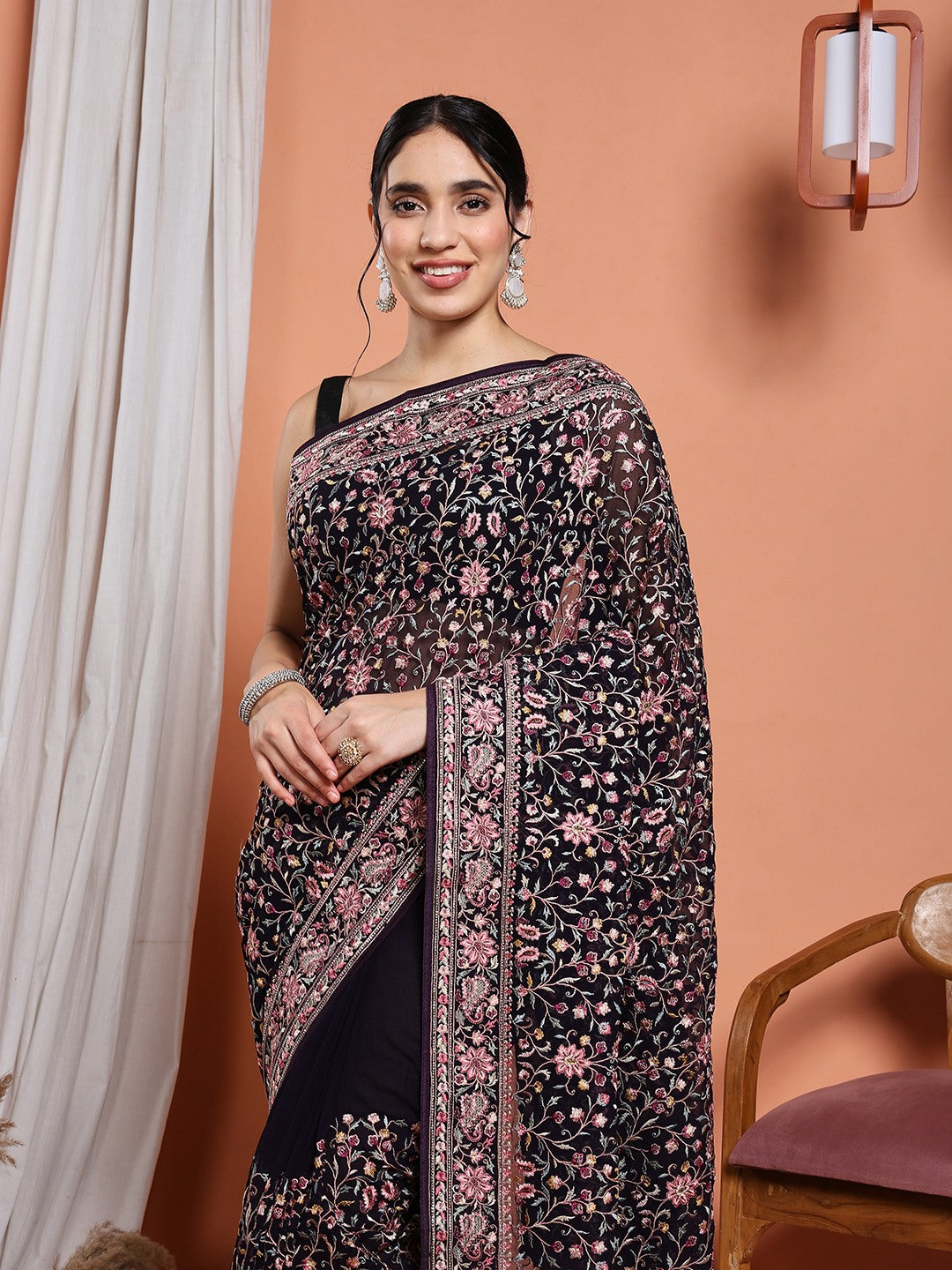 Embroidered Georgette Saree