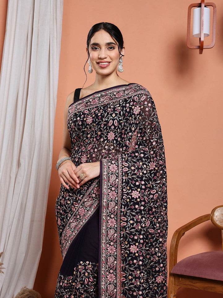 Embroidered Georgette Saree