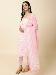 Neck Patti Printed Cotton Unstitched Suit Piece With Dupatta