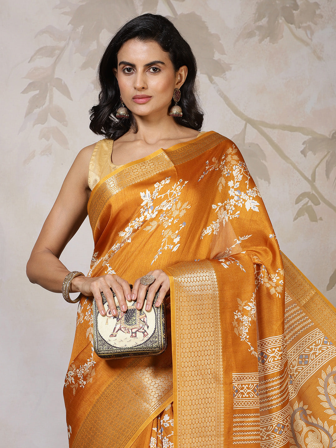 Woven Border Cotton Blend Saree
