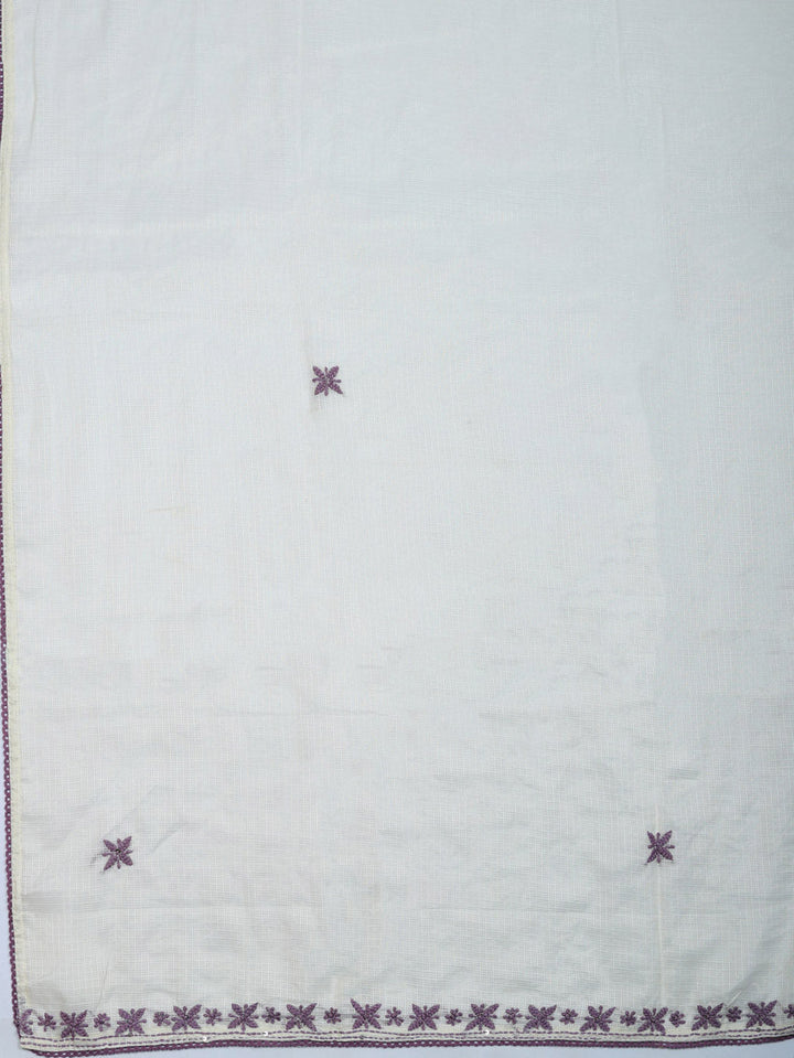 Embroidered Cotton Blend Unstitched Suit With Pant &amp; Dupatta