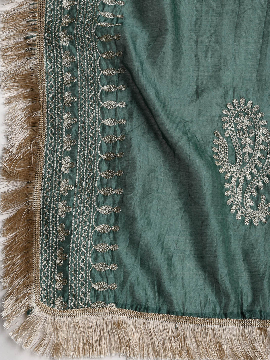 Embroidered Chanderi Unstitched Suit With Dupatta