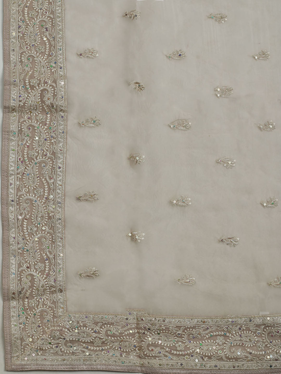 Chikan Work Organza Unstitched Suit With Dupatta