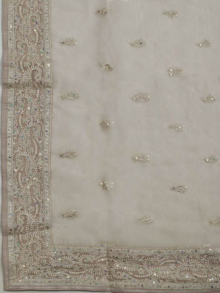 Chikan Work Organza Unstitched Suit With Dupatta