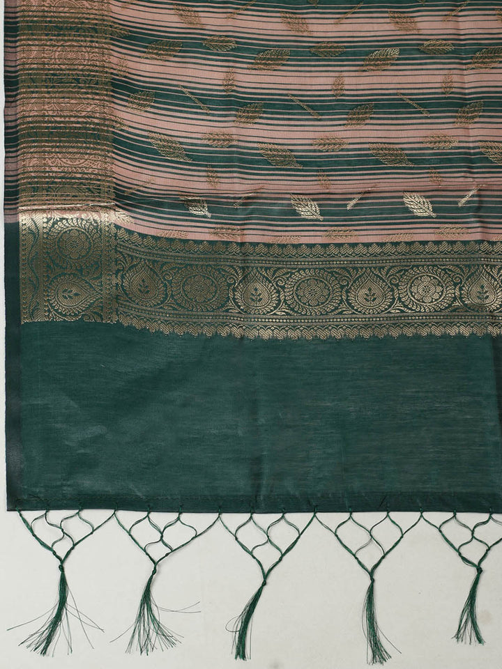 Woven Design Chanderi Unstitched Suit With Pant &amp; Dupatta