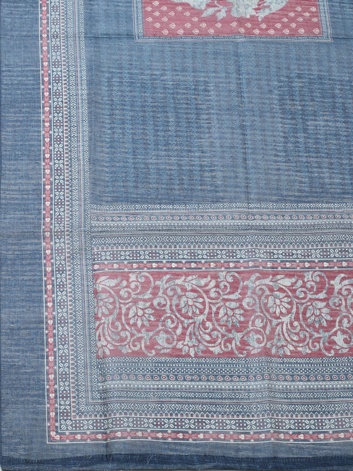 Printed Cotton Blend Unstitched Suit With Pant &amp; Dupatta