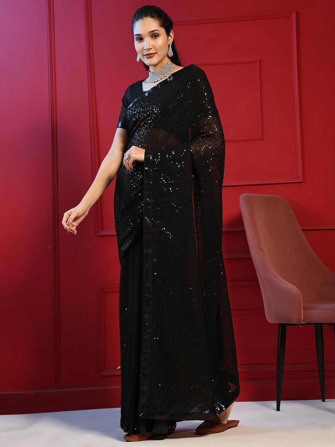 Embroidered Georgette Saree