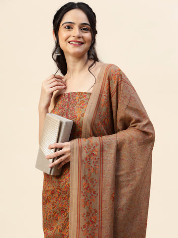 Printed Cotton Unstitched Suit Piece With Dupatta