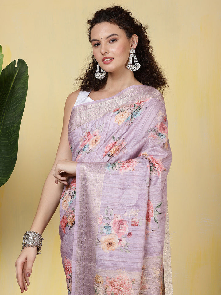 Digital Printed Tussar Saree