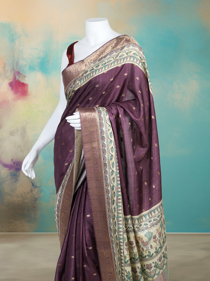 Printed &amp; Woven Design Art Silk Saree