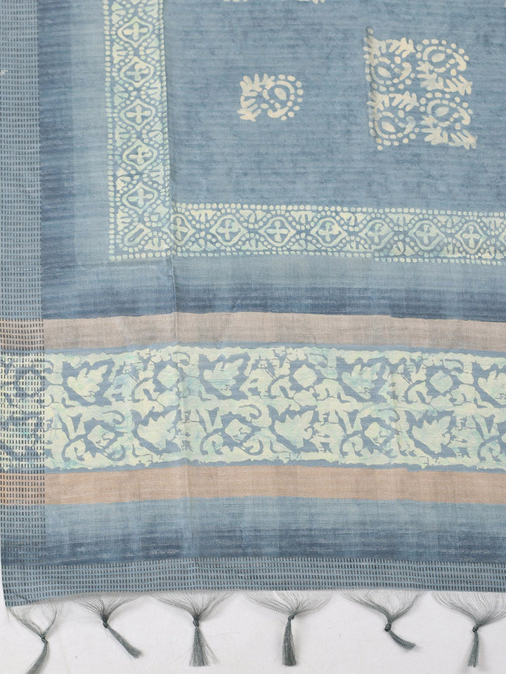 Embroidered Chanderi Unstitched Suit With Pant &amp; Dupatta
