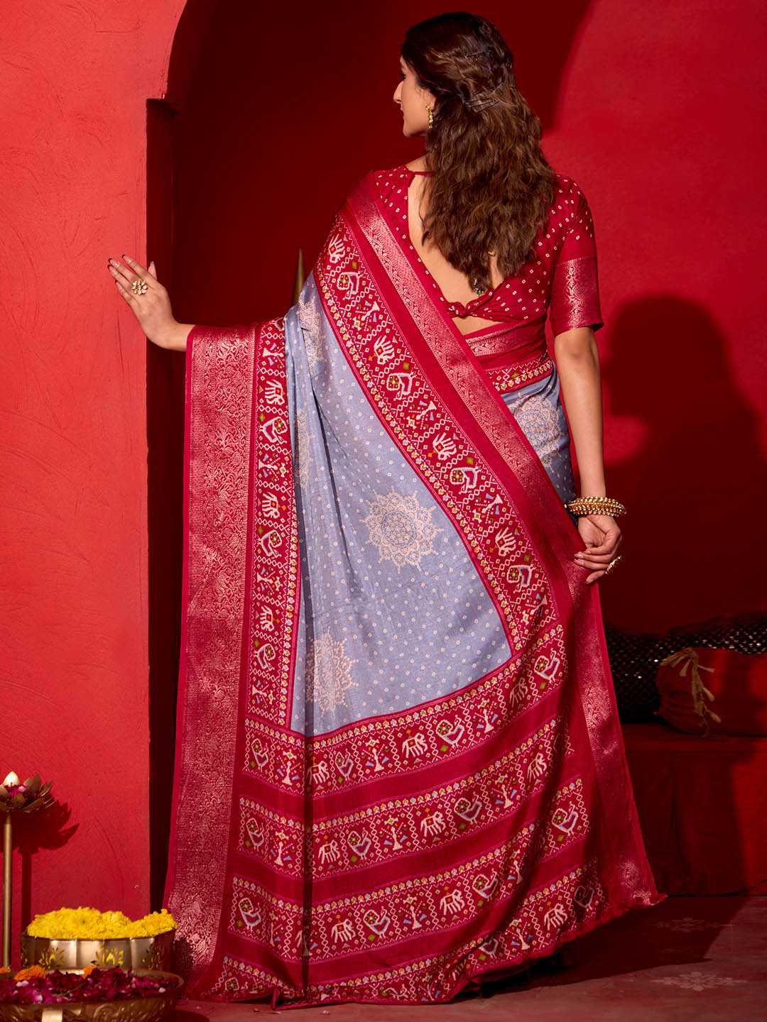 Bandhani Printed Art Silk Saree