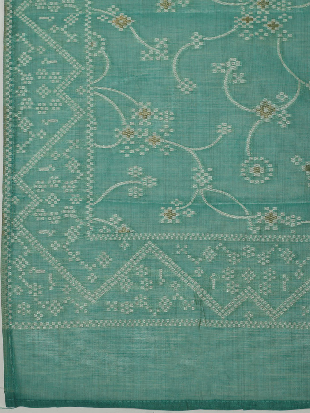 Embroidered Chanderi Unstitched Kurta With Pant &amp; Dupatta