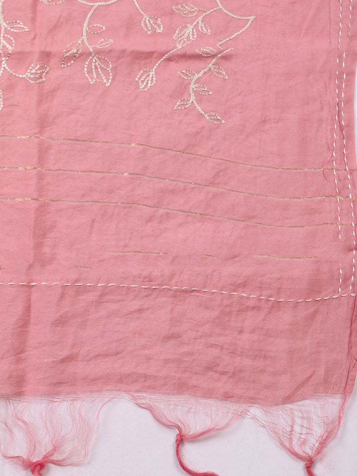Embroidered Cotton Blend Unstitched Suit With Pant &amp; Dupatta