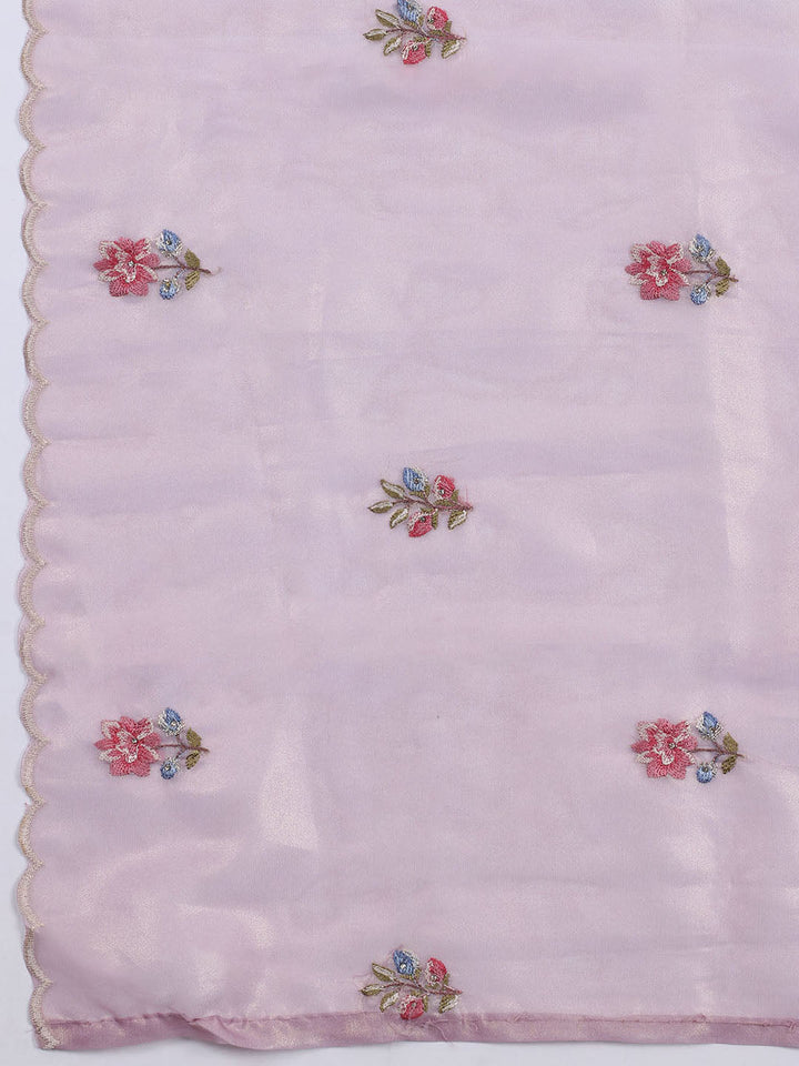 Embroidered Organza Unstitched Suit With Dupatta