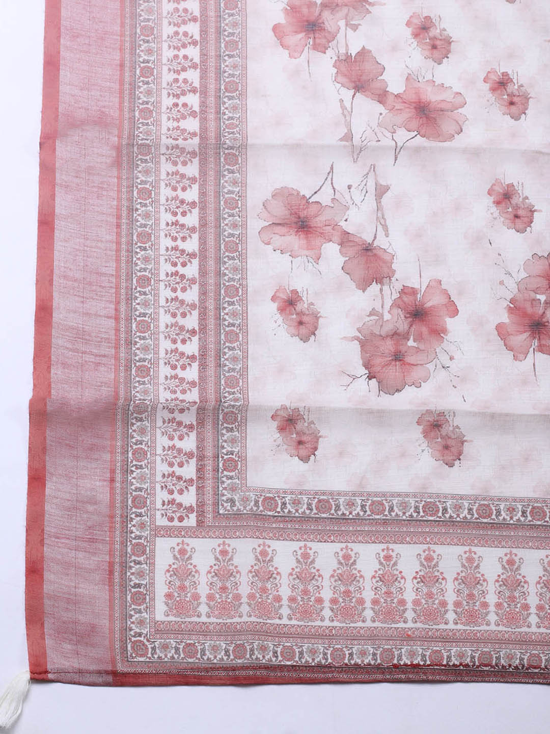 Embroidered Linen Blend Unstitched Suit With Pant &amp; Dupatta