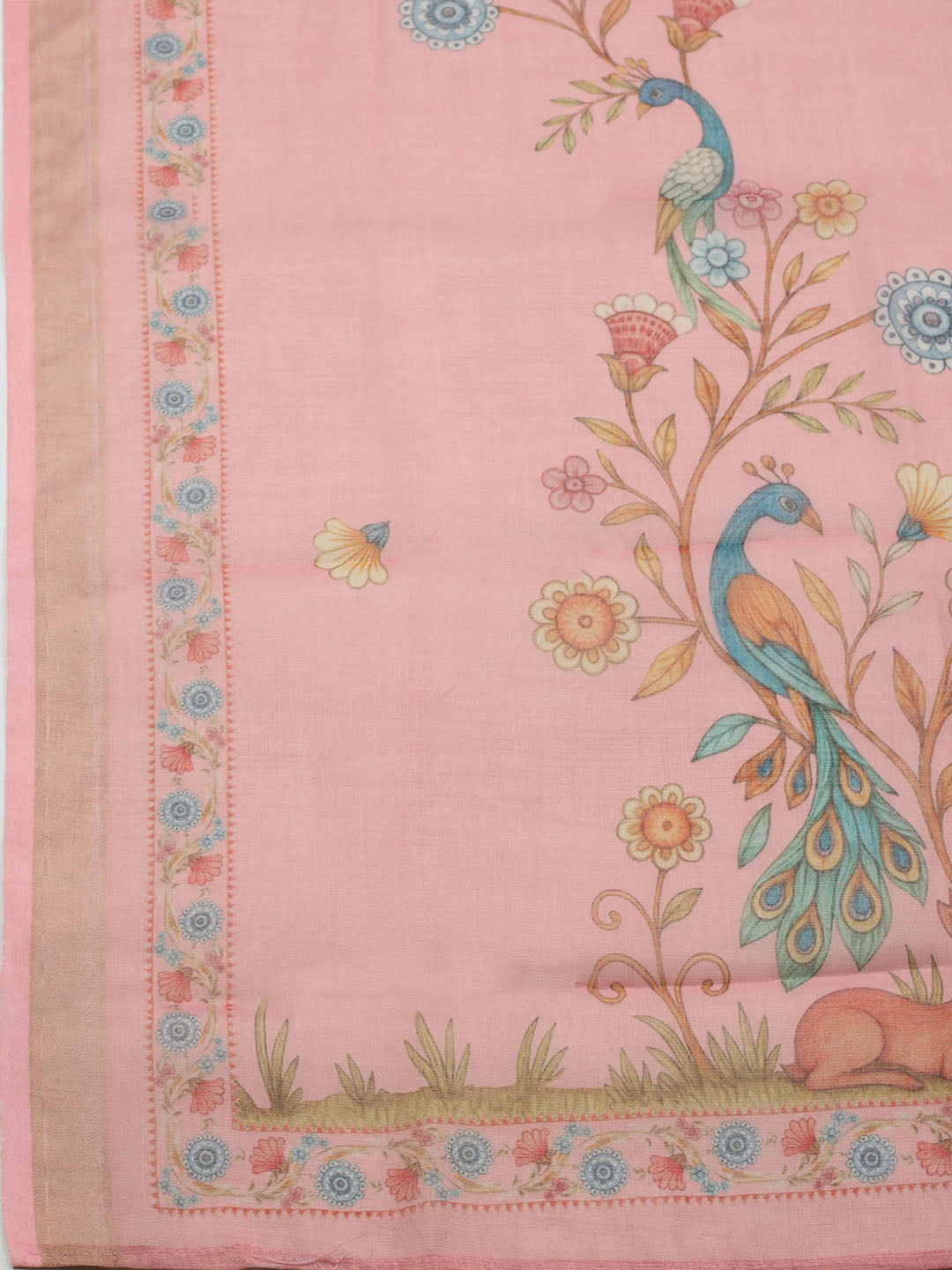 Embroidered Cotton Blend Unstitched Suit With Pant &amp; Dupatta