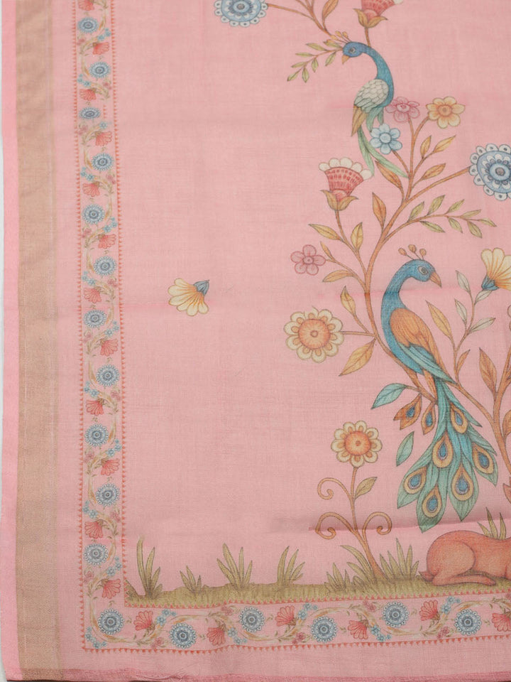 Embroidered Cotton Blend Unstitched Suit With Pant &amp; Dupatta